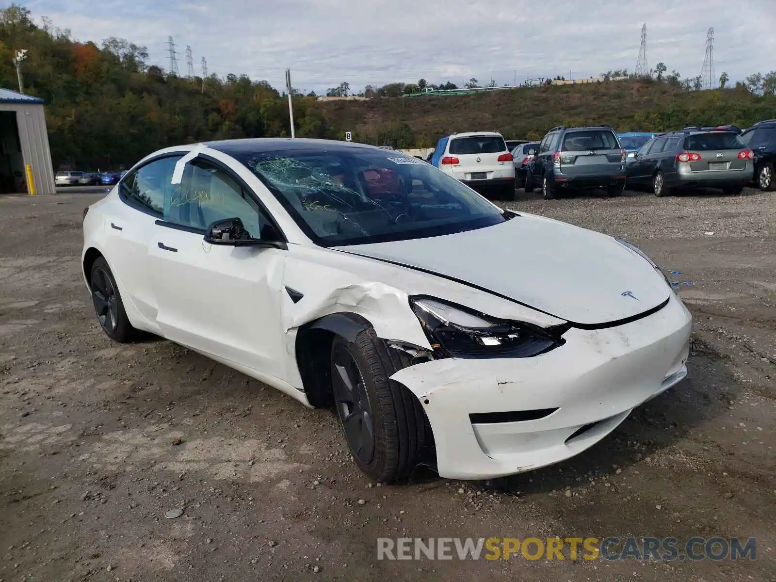 1 Photograph of a damaged car 5YJ3E1EB4MF919229 TESLA MODEL 3 2021