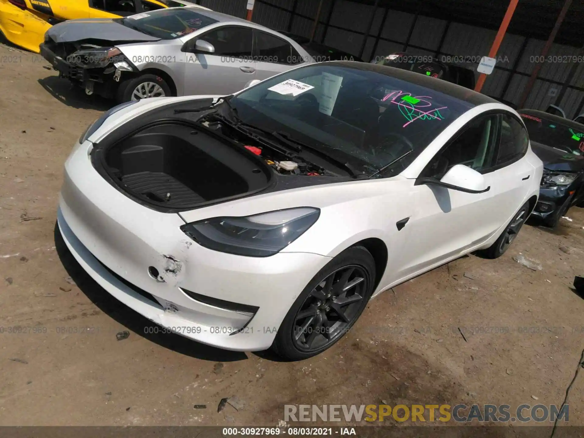 2 Фотография поврежденного автомобиля 5YJ3E1EB4MF928321 TESLA MODEL 3 2021