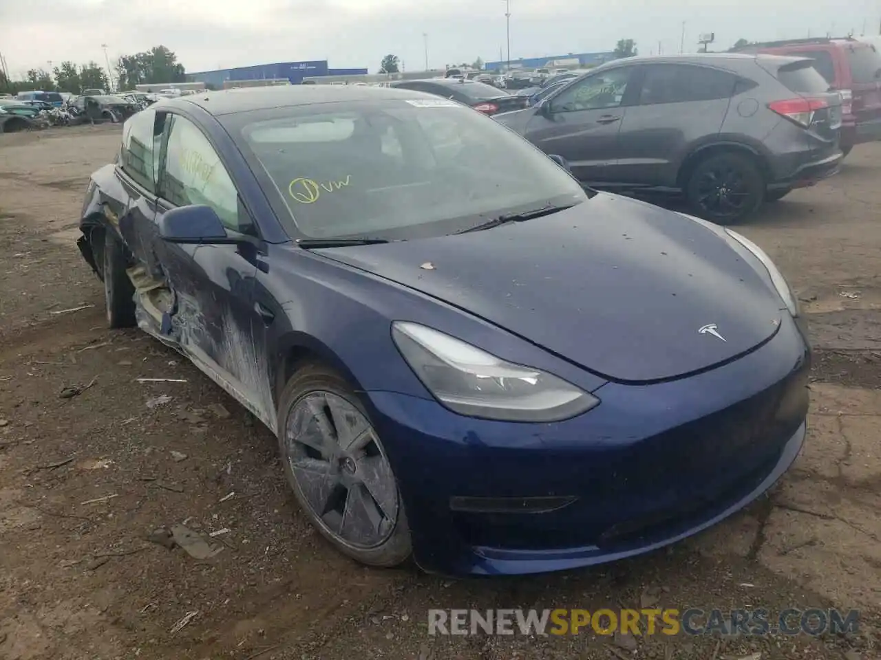 1 Photograph of a damaged car 5YJ3E1EB4MF960539 TESLA MODEL 3 2021