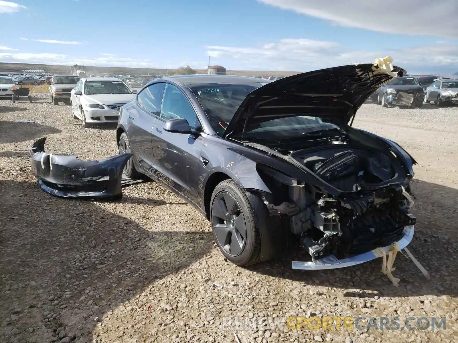 1 Photograph of a damaged car 5YJ3E1EB5MF050950 TESLA MODEL 3 2021