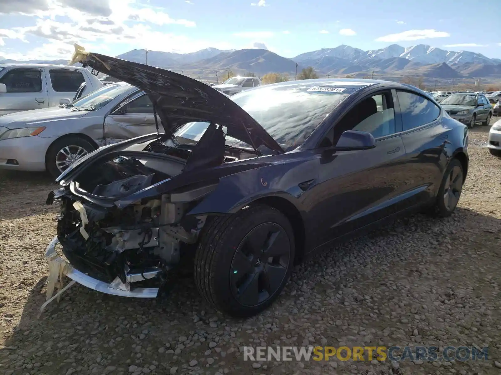 2 Photograph of a damaged car 5YJ3E1EB5MF050950 TESLA MODEL 3 2021