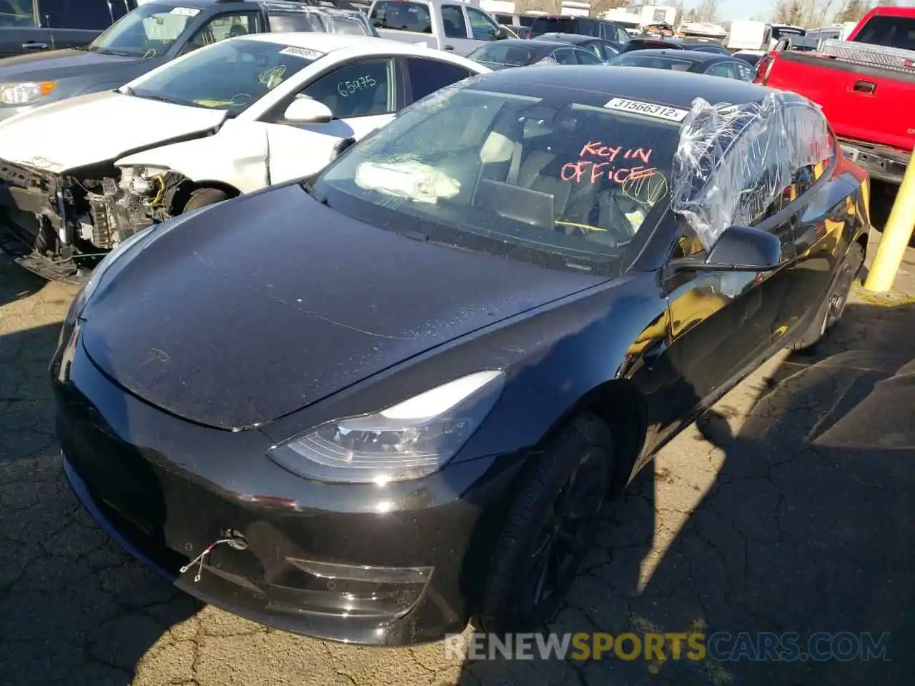 2 Photograph of a damaged car 5YJ3E1EB5MF085505 TESLA MODEL 3 2021