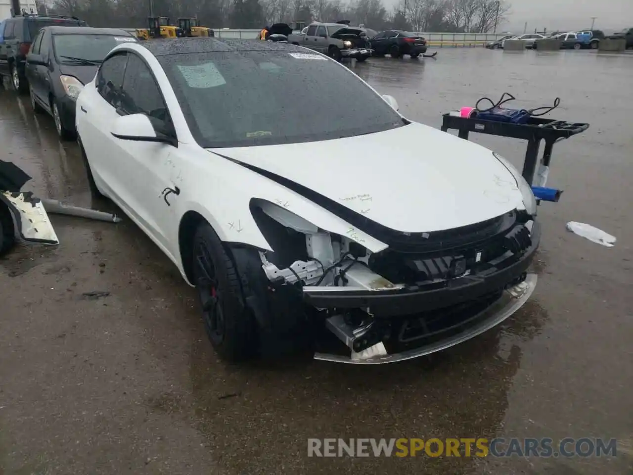 1 Photograph of a damaged car 5YJ3E1EB5MF855136 TESLA MODEL 3 2021