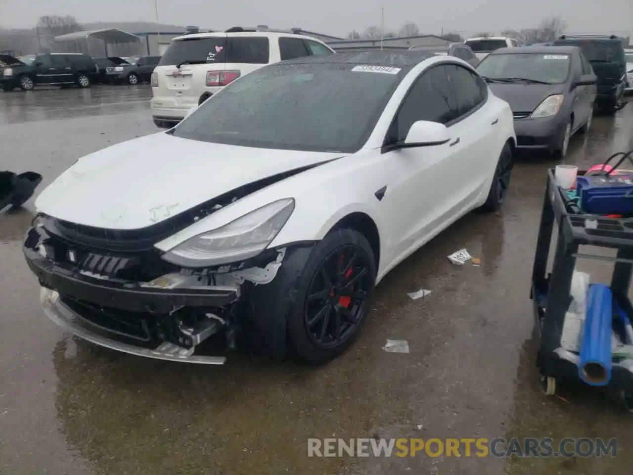 2 Photograph of a damaged car 5YJ3E1EB5MF855136 TESLA MODEL 3 2021