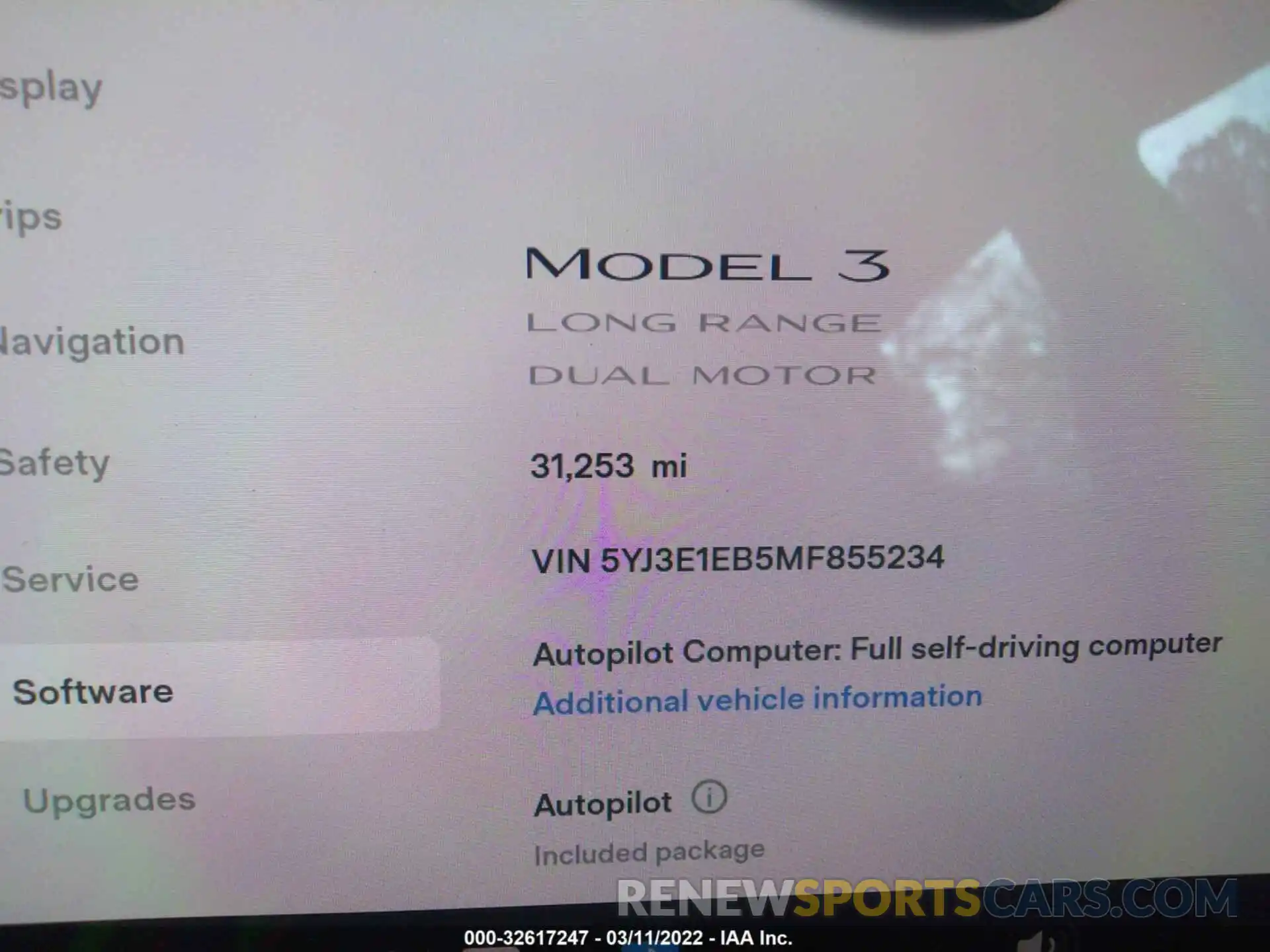 7 Photograph of a damaged car 5YJ3E1EB5MF855234 TESLA MODEL 3 2021