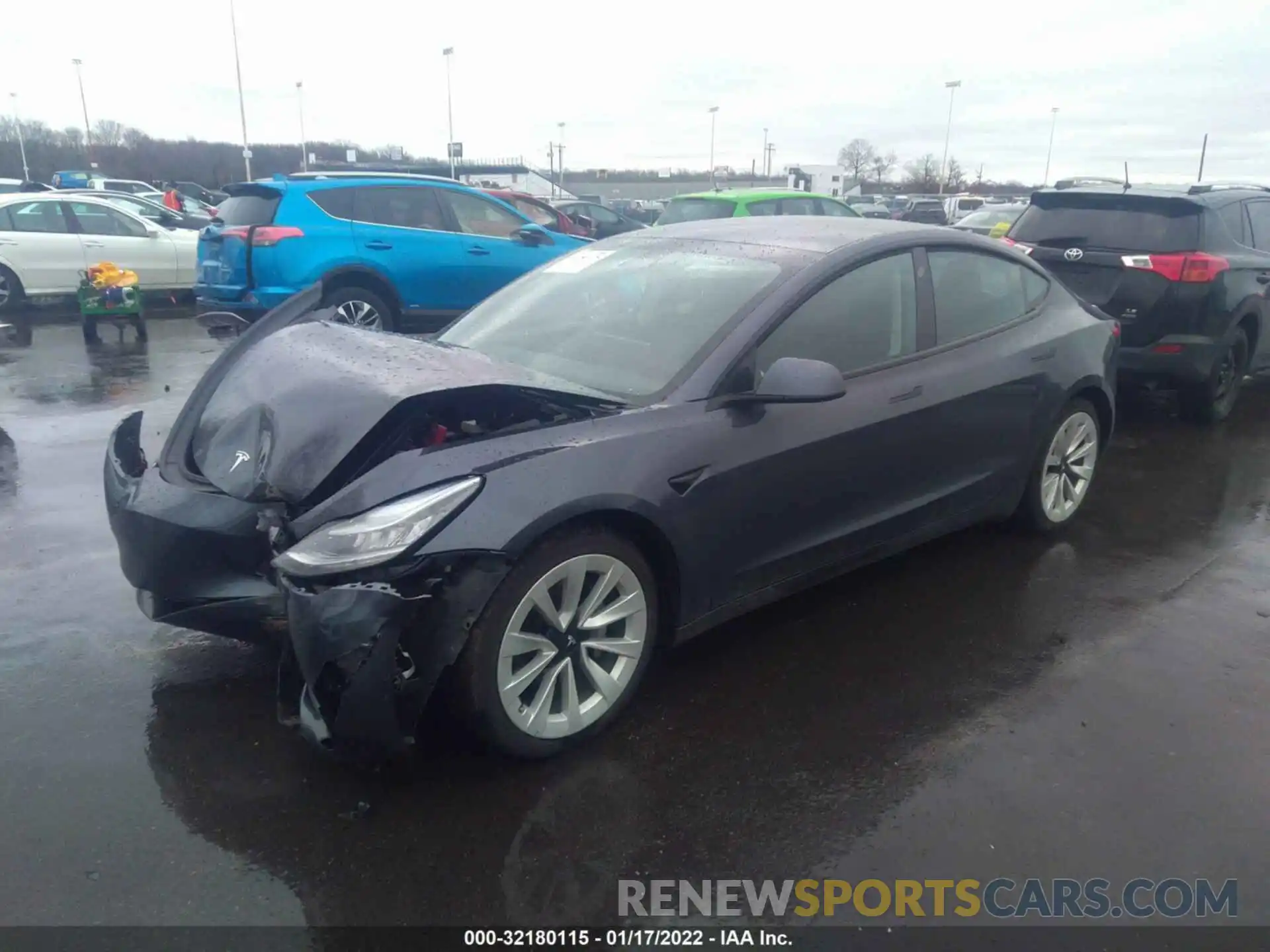 2 Photograph of a damaged car 5YJ3E1EB5MF855623 TESLA MODEL 3 2021