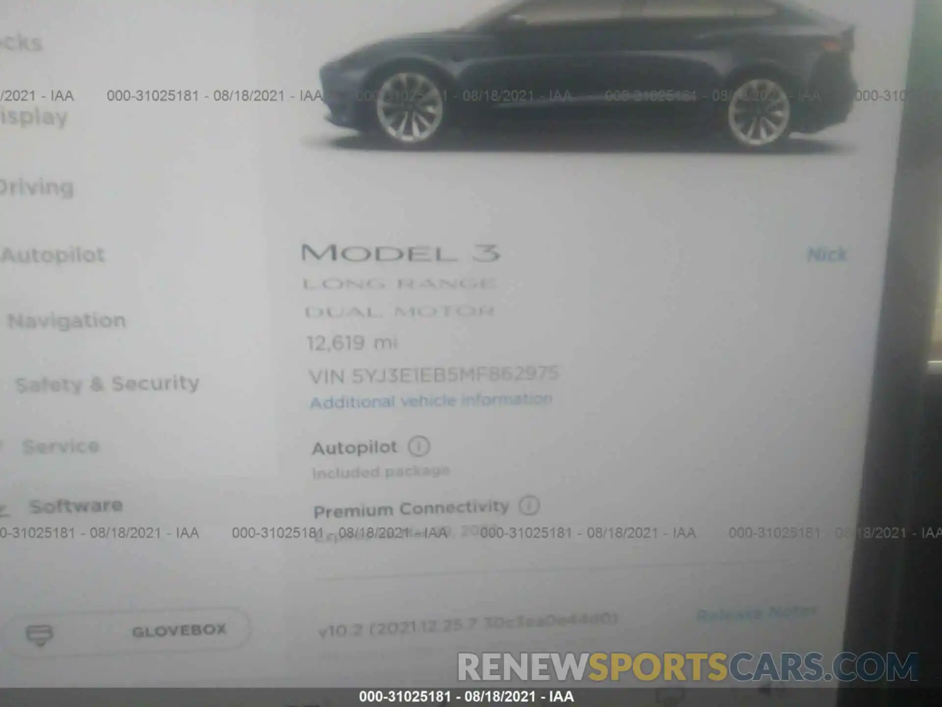 7 Фотография поврежденного автомобиля 5YJ3E1EB5MF862975 TESLA MODEL 3 2021