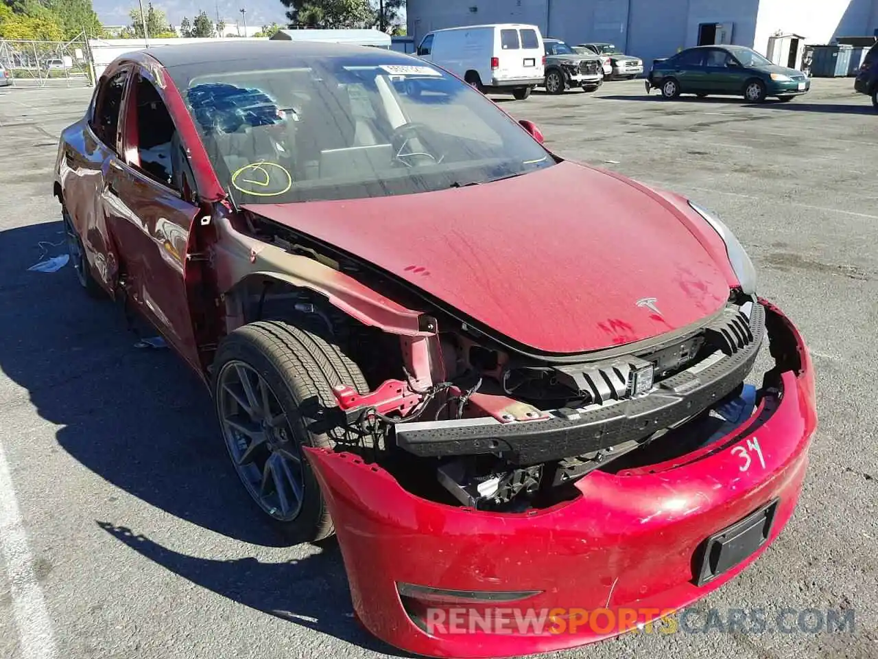 1 Photograph of a damaged car 5YJ3E1EB5MF939179 TESLA MODEL 3 2021