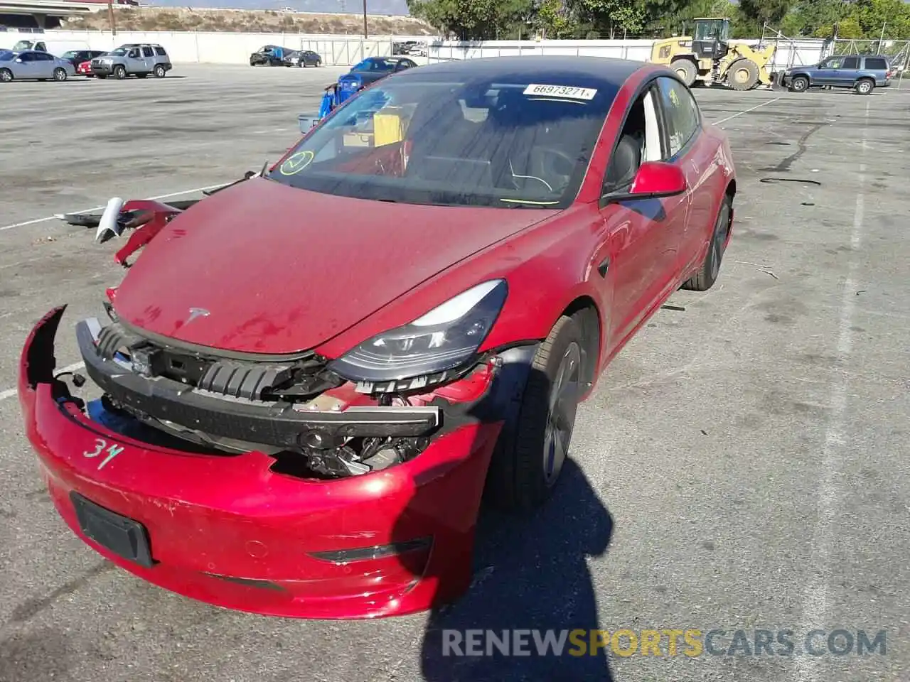 2 Photograph of a damaged car 5YJ3E1EB5MF939179 TESLA MODEL 3 2021