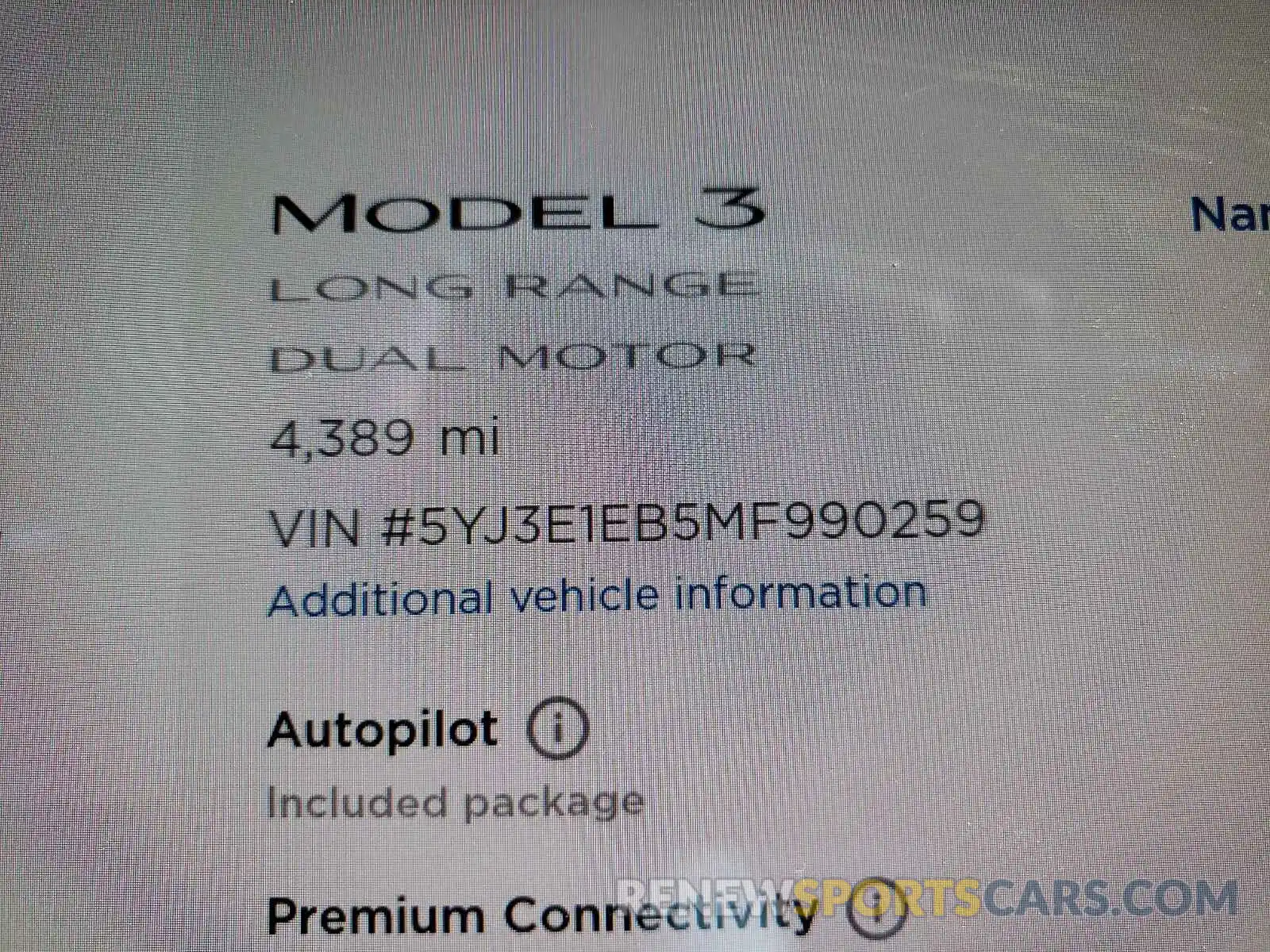 8 Фотография поврежденного автомобиля 5YJ3E1EB5MF990259 TESLA MODEL 3 2021