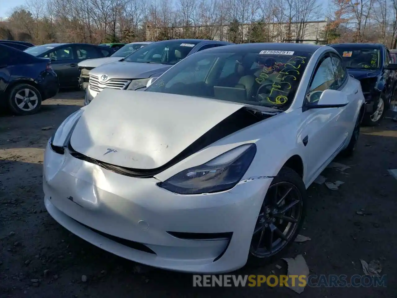 2 Photograph of a damaged car 5YJ3E1EB6MF055302 TESLA MODEL 3 2021