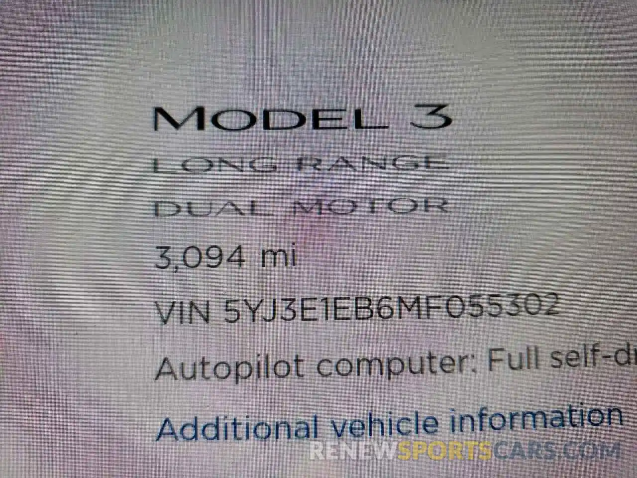 8 Фотография поврежденного автомобиля 5YJ3E1EB6MF055302 TESLA MODEL 3 2021