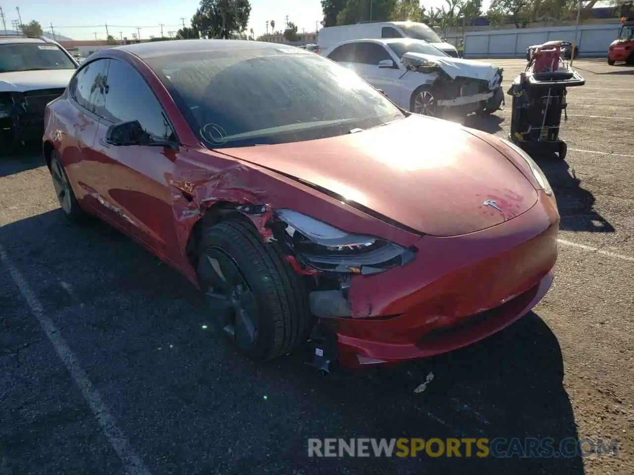 1 Photograph of a damaged car 5YJ3E1EB6MF074416 TESLA MODEL 3 2021