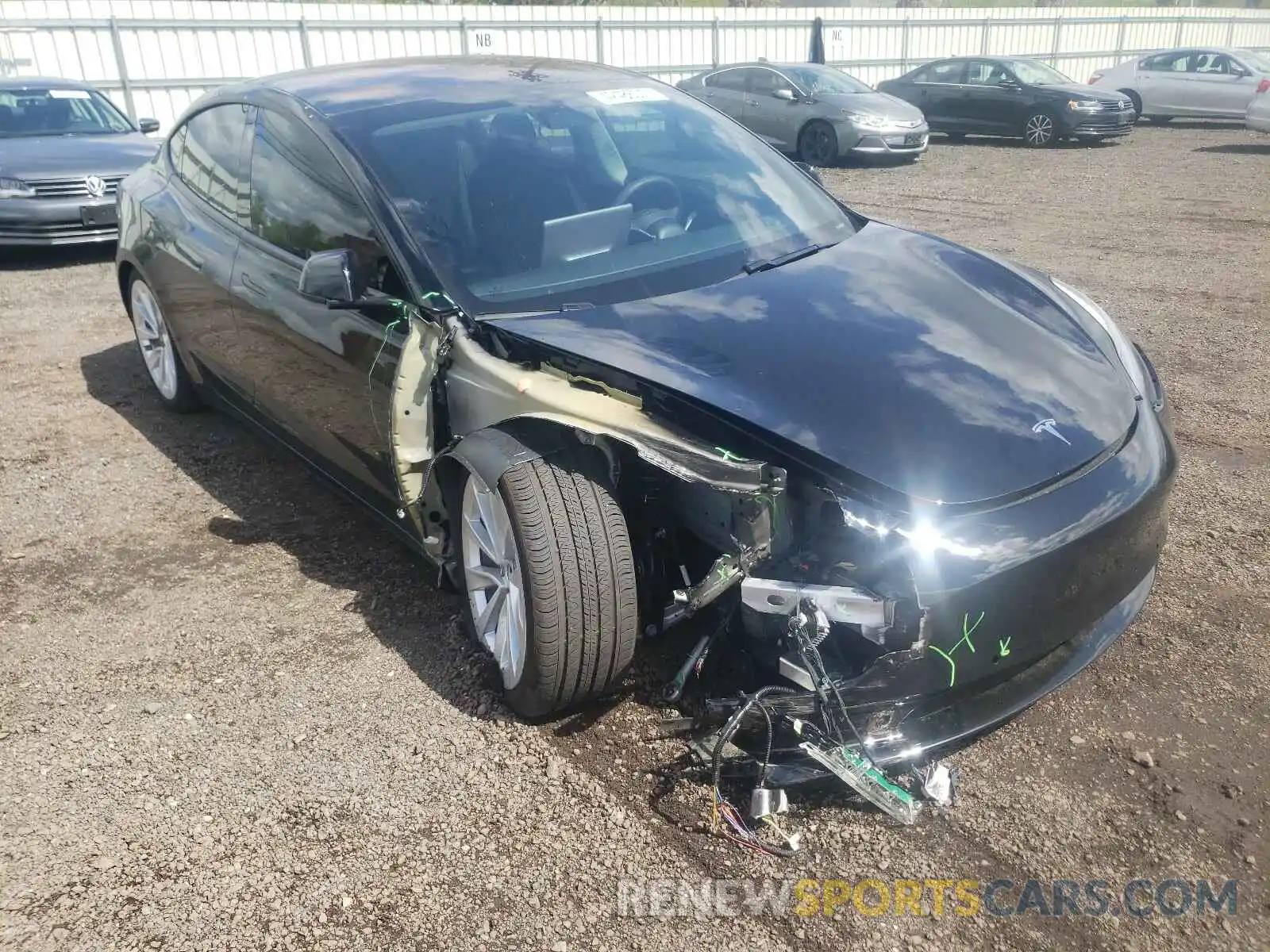 1 Photograph of a damaged car 5YJ3E1EB6MF901878 TESLA MODEL 3 2021