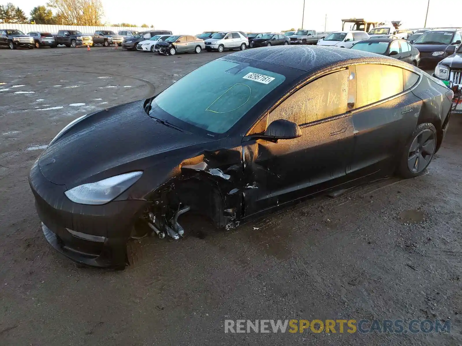 2 Photograph of a damaged car 5YJ3E1EB6MF915571 TESLA MODEL 3 2021