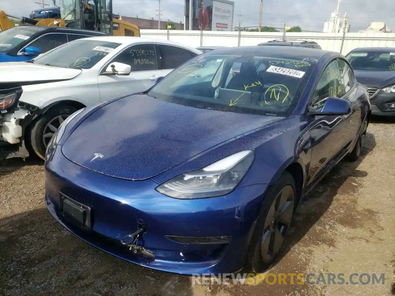 2 Photograph of a damaged car 5YJ3E1EB6MF979819 TESLA MODEL 3 2021