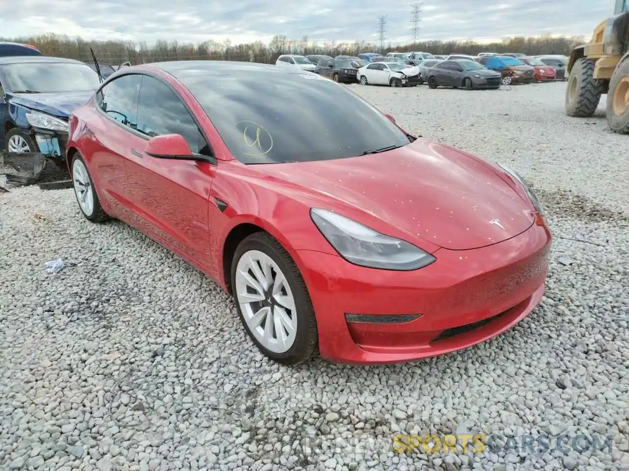 1 Photograph of a damaged car 5YJ3E1EB6MF980386 TESLA MODEL 3 2021