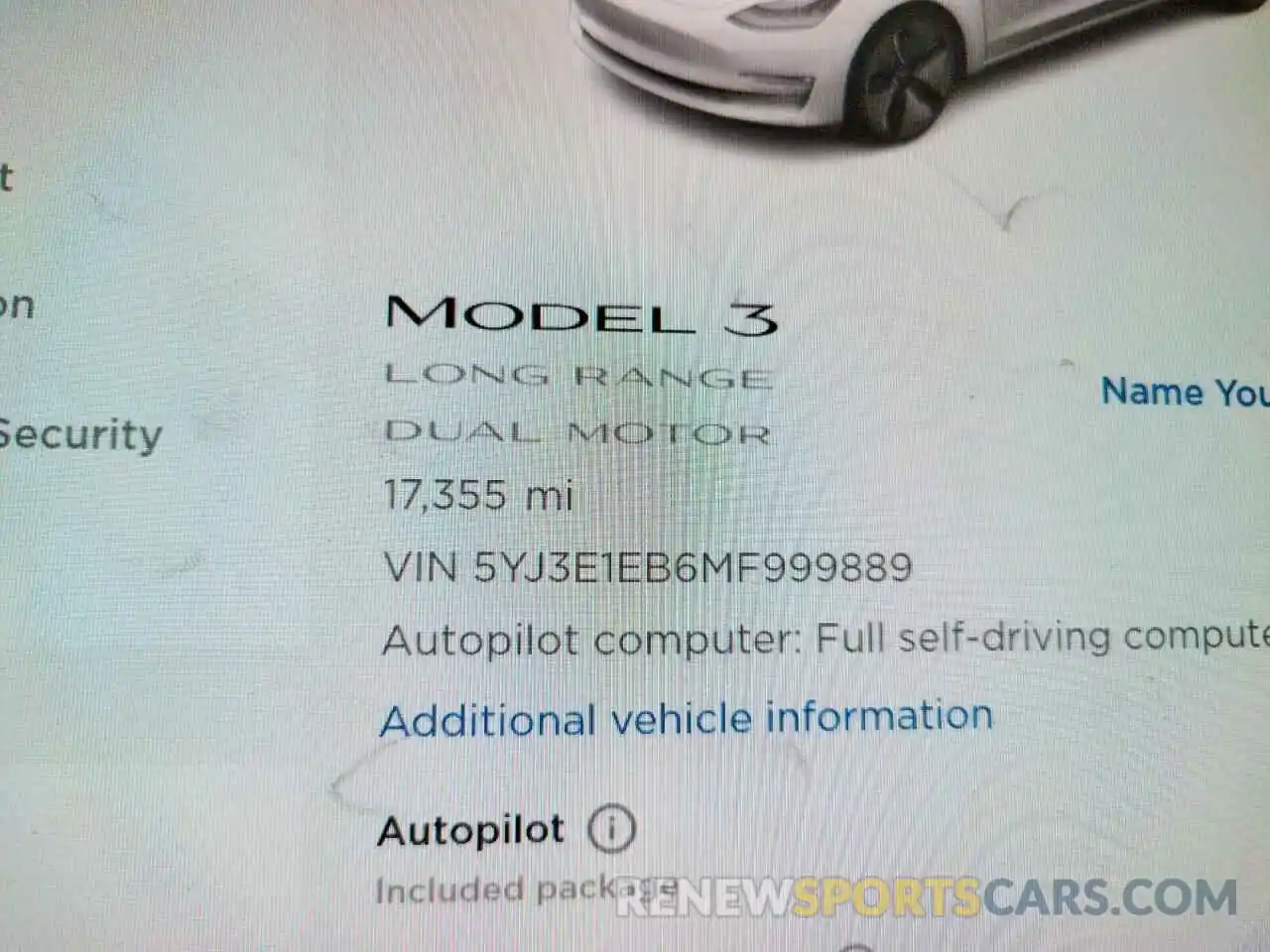 8 Фотография поврежденного автомобиля 5YJ3E1EB6MF999889 TESLA MODEL 3 2021