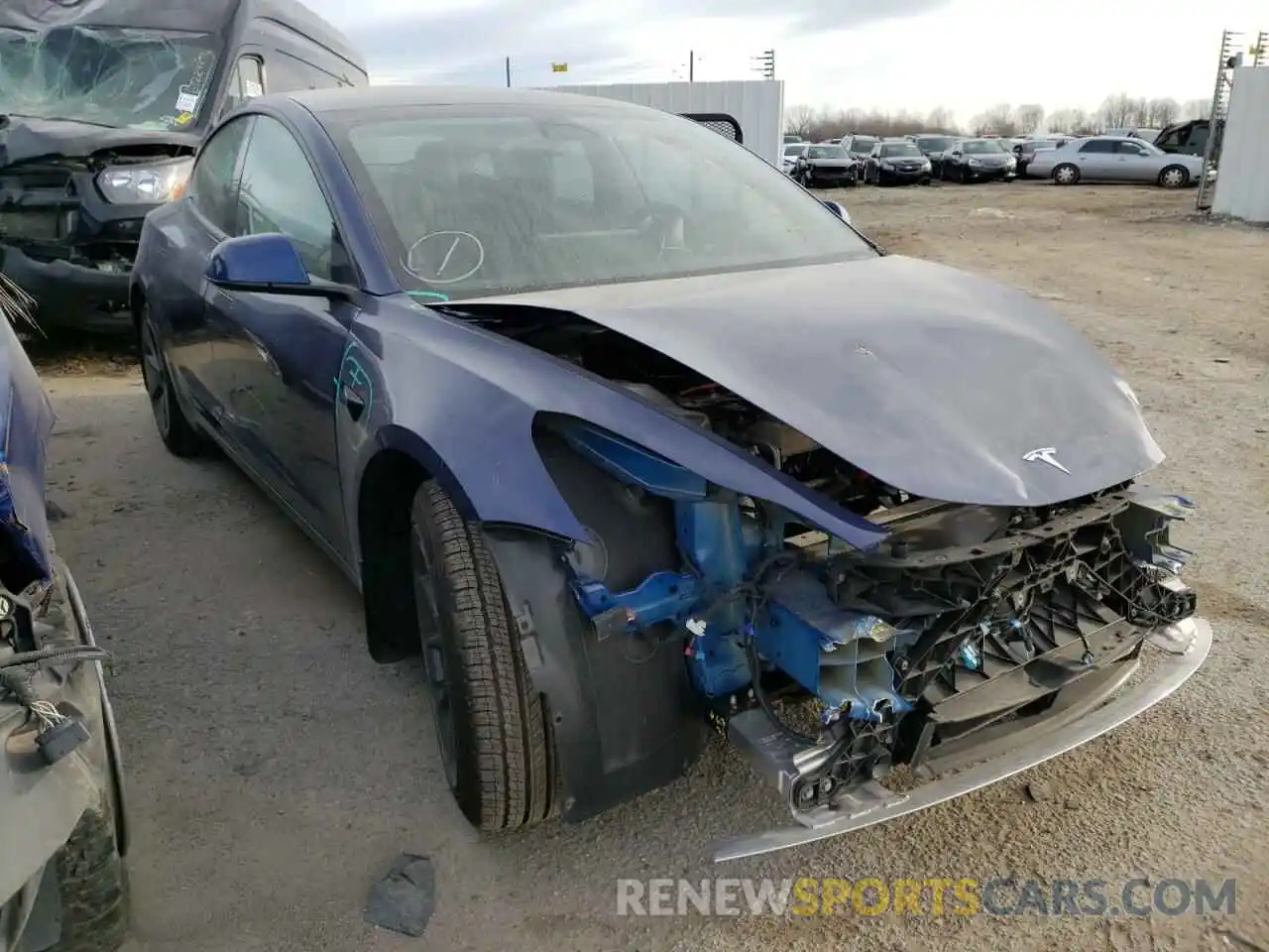 1 Photograph of a damaged car 5YJ3E1EB7MF019439 TESLA MODEL 3 2021