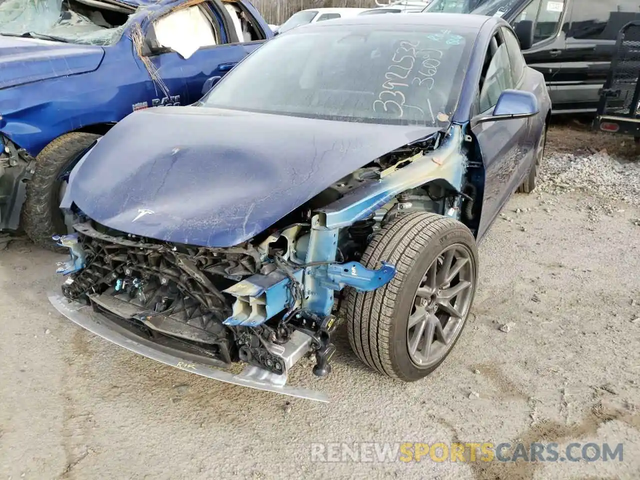 2 Photograph of a damaged car 5YJ3E1EB7MF019439 TESLA MODEL 3 2021