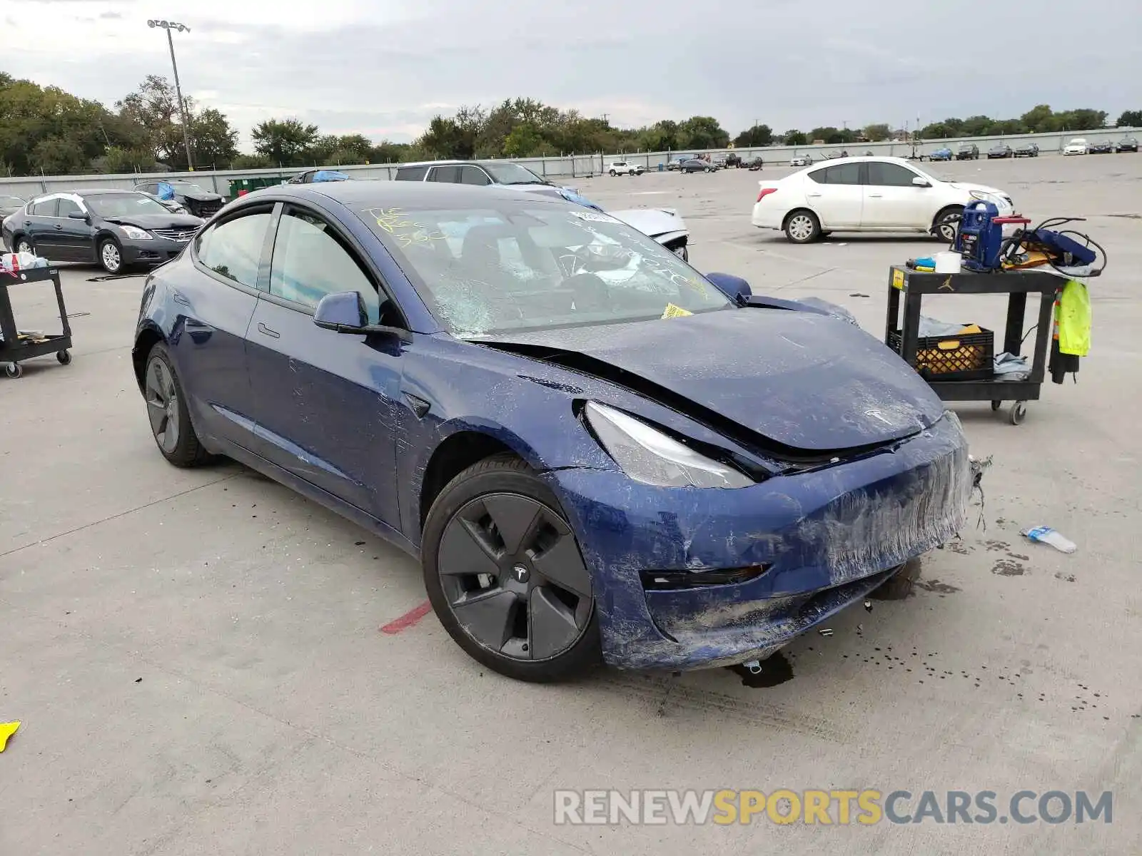 1 Photograph of a damaged car 5YJ3E1EB7MF051050 TESLA MODEL 3 2021