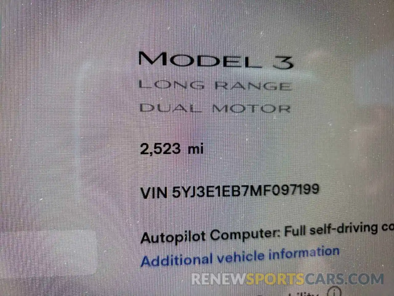 8 Фотография поврежденного автомобиля 5YJ3E1EB7MF097199 TESLA MODEL 3 2021