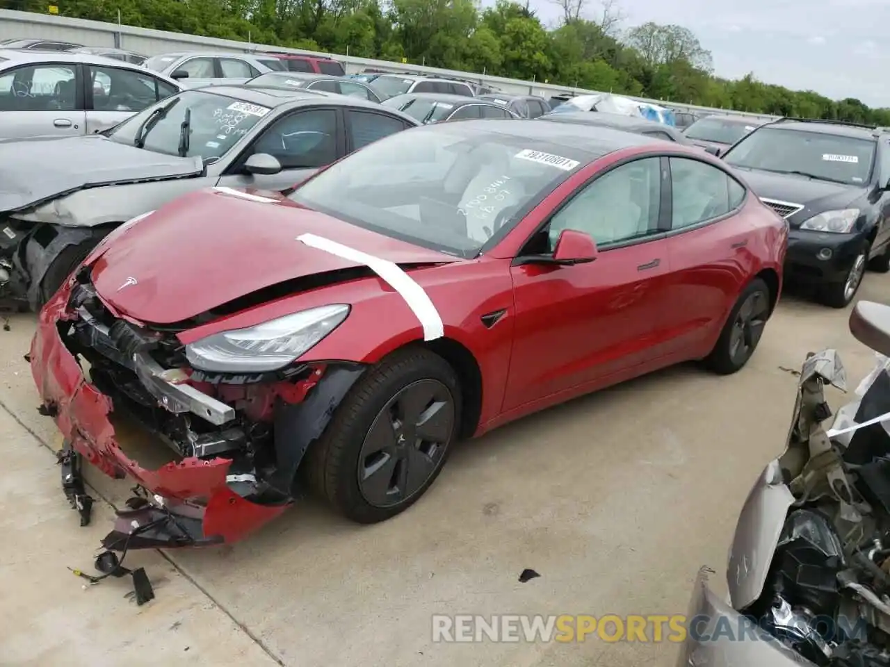 2 Photograph of a damaged car 5YJ3E1EB7MF860323 TESLA MODEL 3 2021