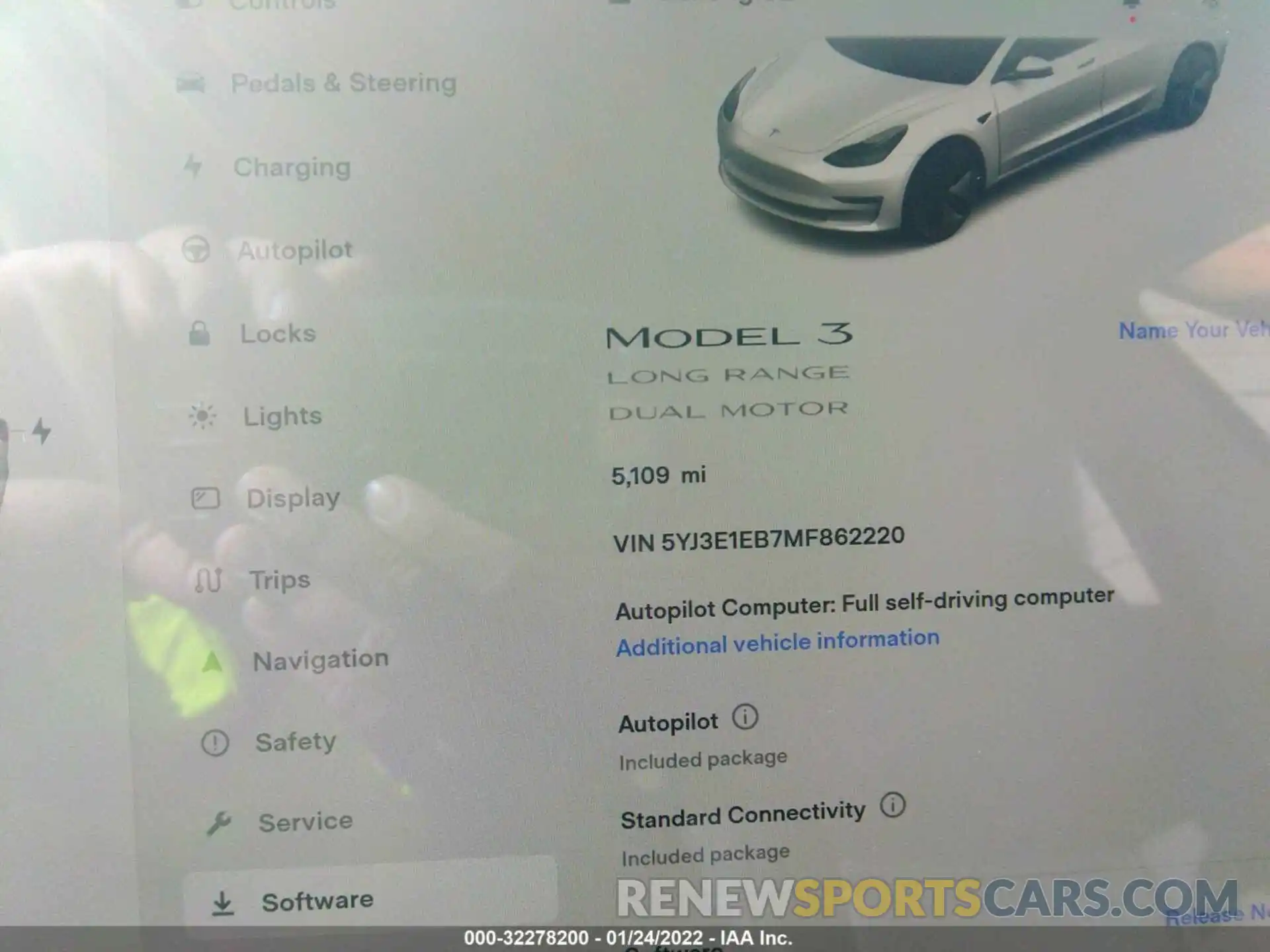 7 Фотография поврежденного автомобиля 5YJ3E1EB7MF862220 TESLA MODEL 3 2021