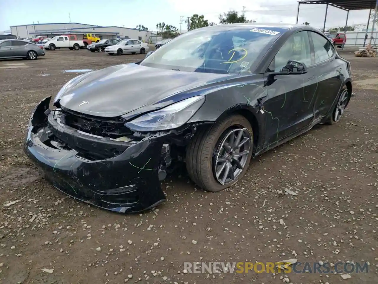 2 Photograph of a damaged car 5YJ3E1EB7MF877204 TESLA MODEL 3 2021