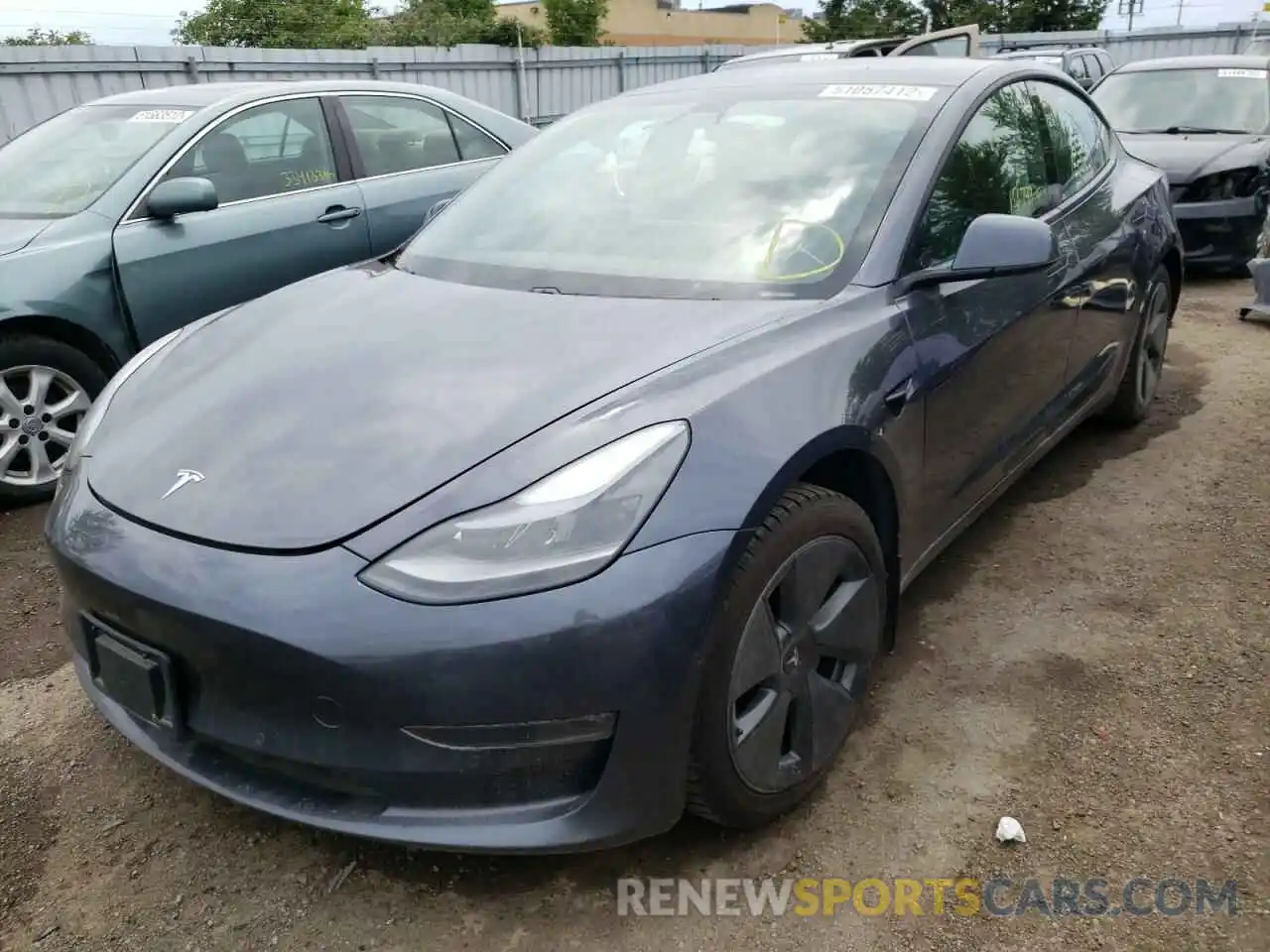 2 Photograph of a damaged car 5YJ3E1EB7MF923601 TESLA MODEL 3 2021