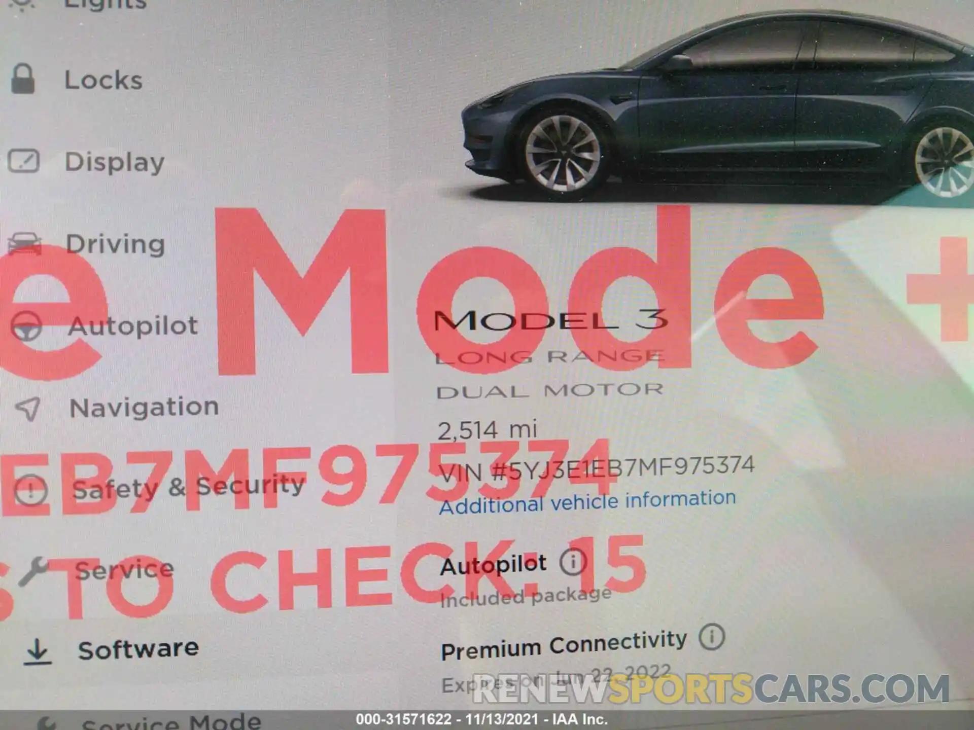 7 Фотография поврежденного автомобиля 5YJ3E1EB7MF975374 TESLA MODEL 3 2021