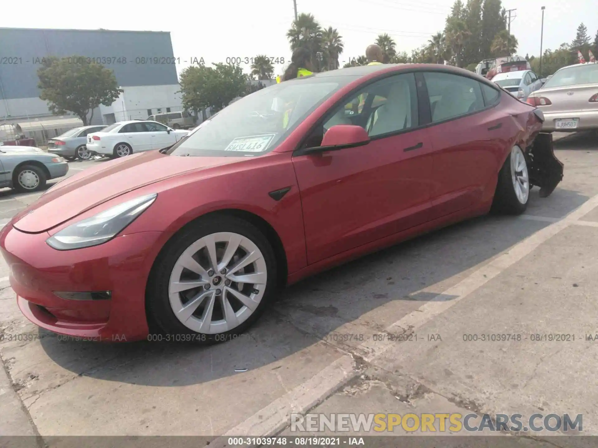 2 Photograph of a damaged car 5YJ3E1EB7MF975388 TESLA MODEL 3 2021