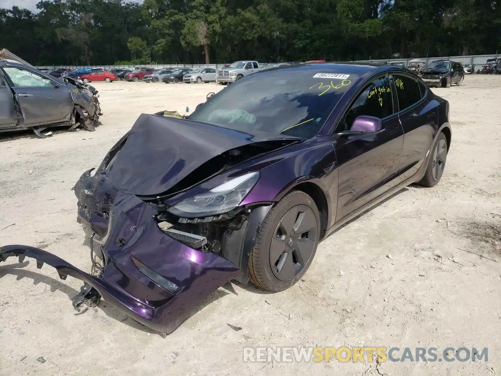 2 Photograph of a damaged car 5YJ3E1EB7MF992143 TESLA MODEL 3 2021