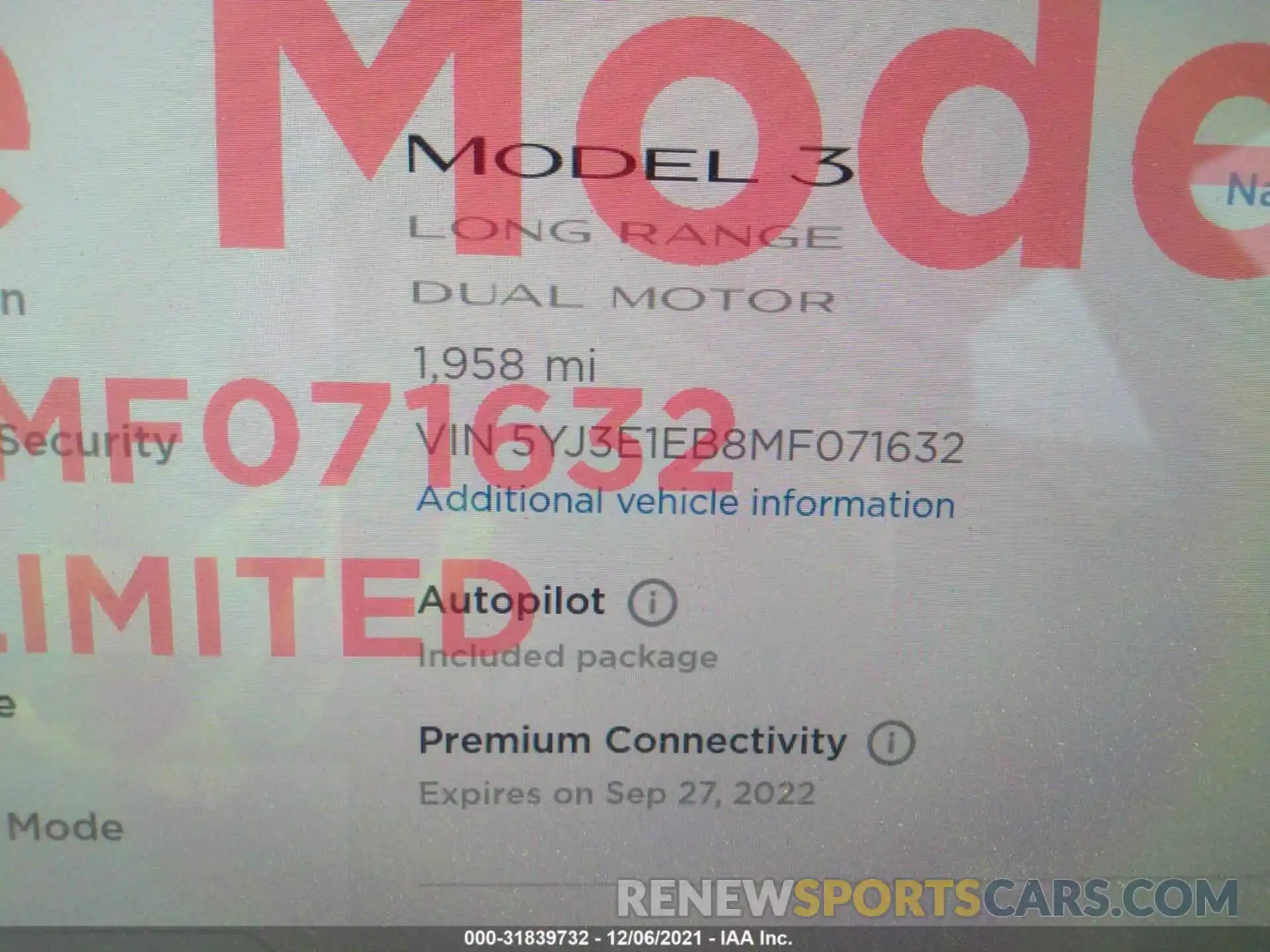 7 Photograph of a damaged car 5YJ3E1EB8MF071632 TESLA MODEL 3 2021