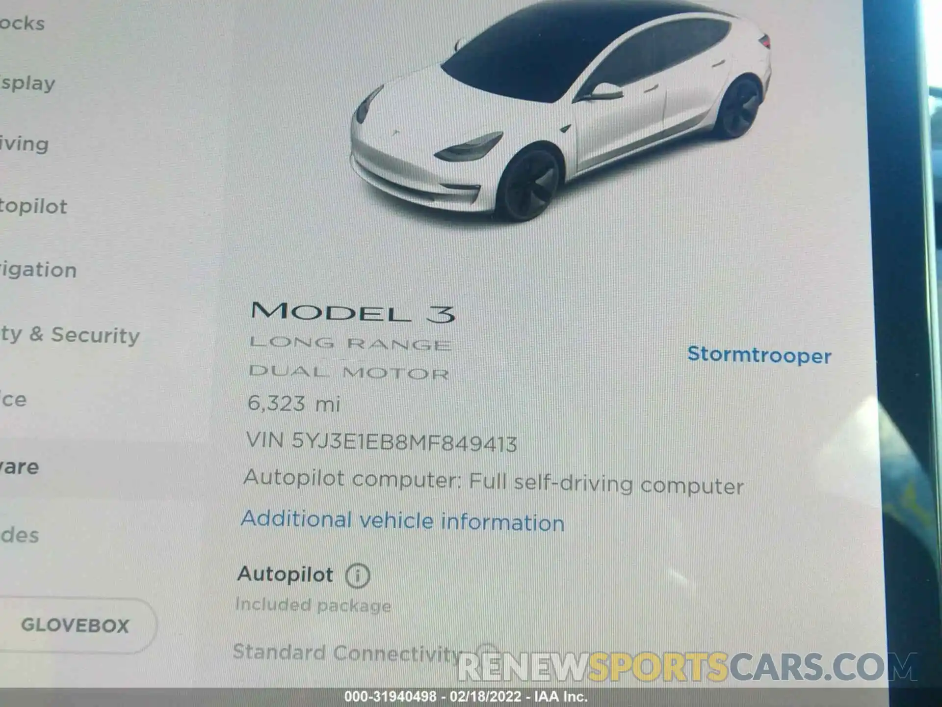 7 Фотография поврежденного автомобиля 5YJ3E1EB8MF849413 TESLA MODEL 3 2021