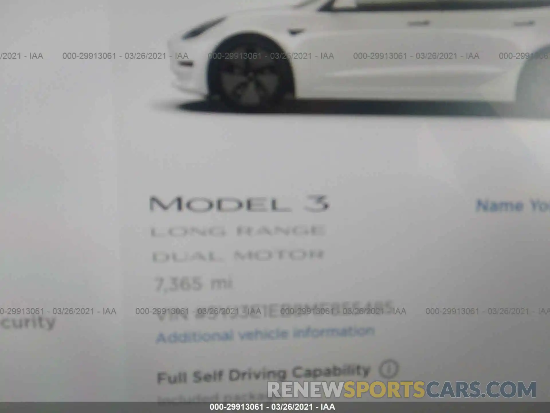 7 Фотография поврежденного автомобиля 5YJ3E1EB8MF855485 TESLA MODEL 3 2021