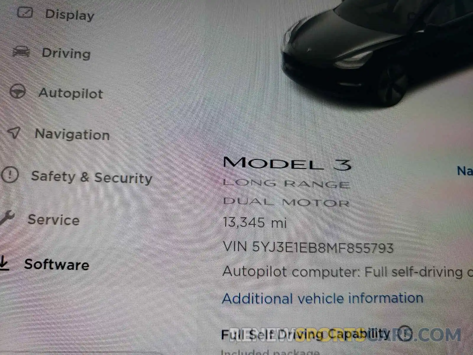 8 Фотография поврежденного автомобиля 5YJ3E1EB8MF855793 TESLA MODEL 3 2021