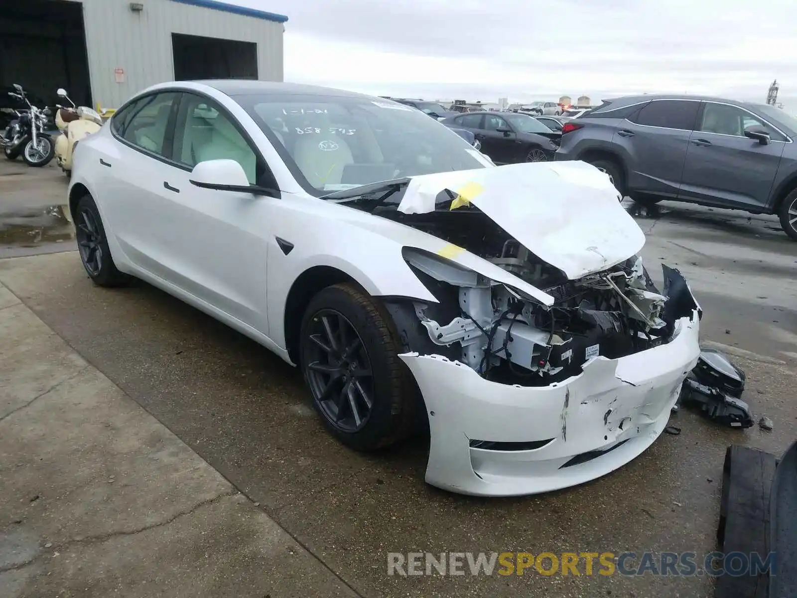 1 Photograph of a damaged car 5YJ3E1EB8MF858595 TESLA MODEL 3 2021