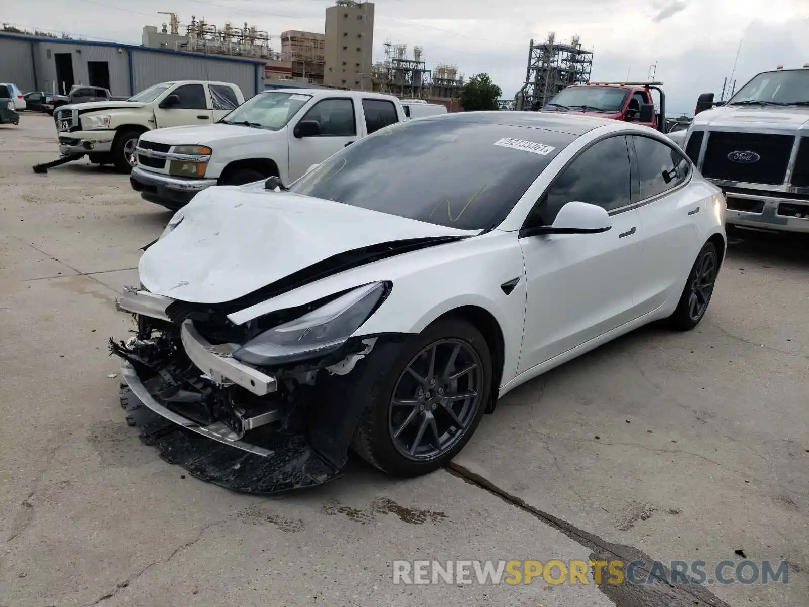 2 Photograph of a damaged car 5YJ3E1EB8MF992281 TESLA MODEL 3 2021