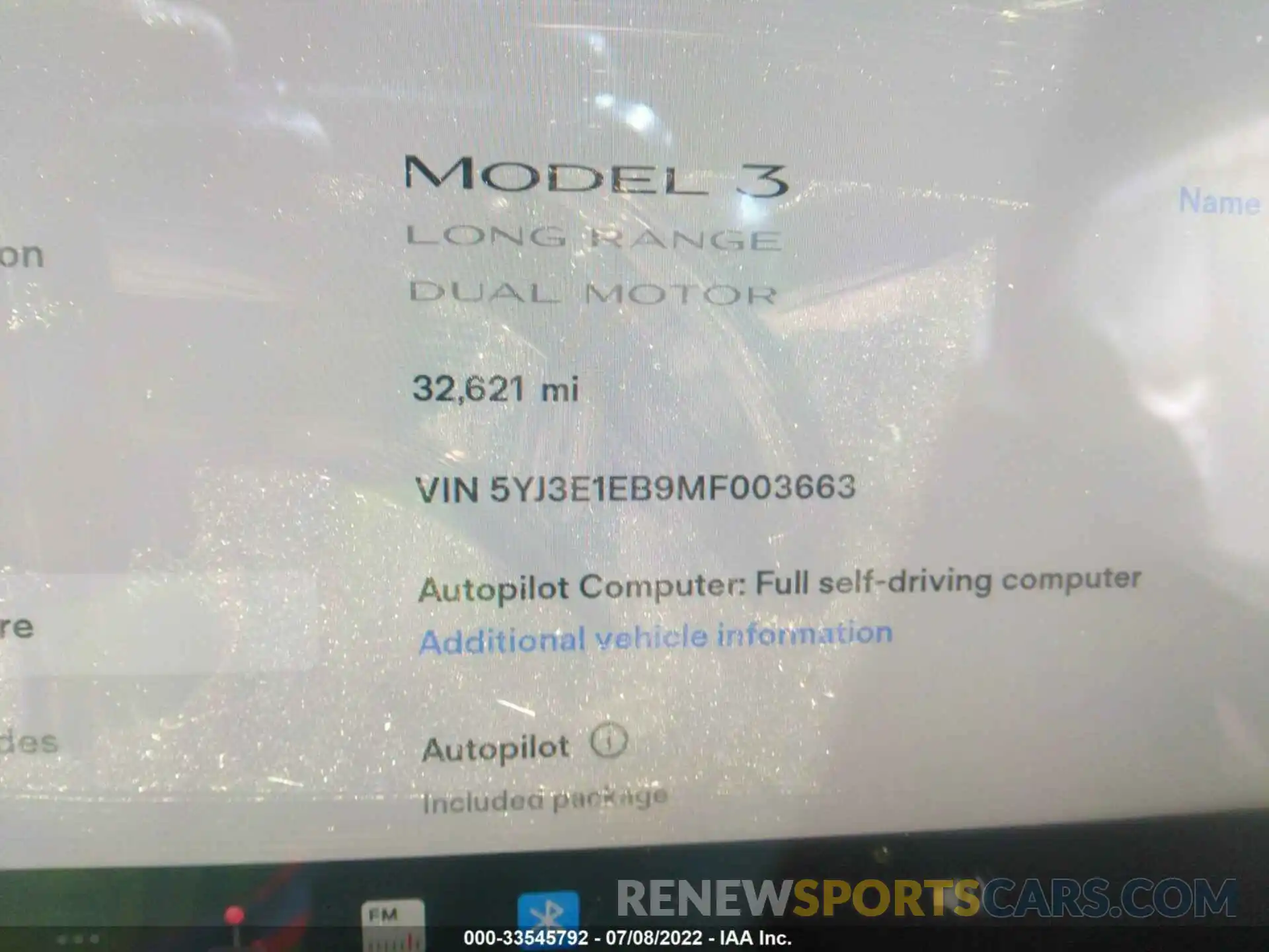 7 Фотография поврежденного автомобиля 5YJ3E1EB9MF003663 TESLA MODEL 3 2021