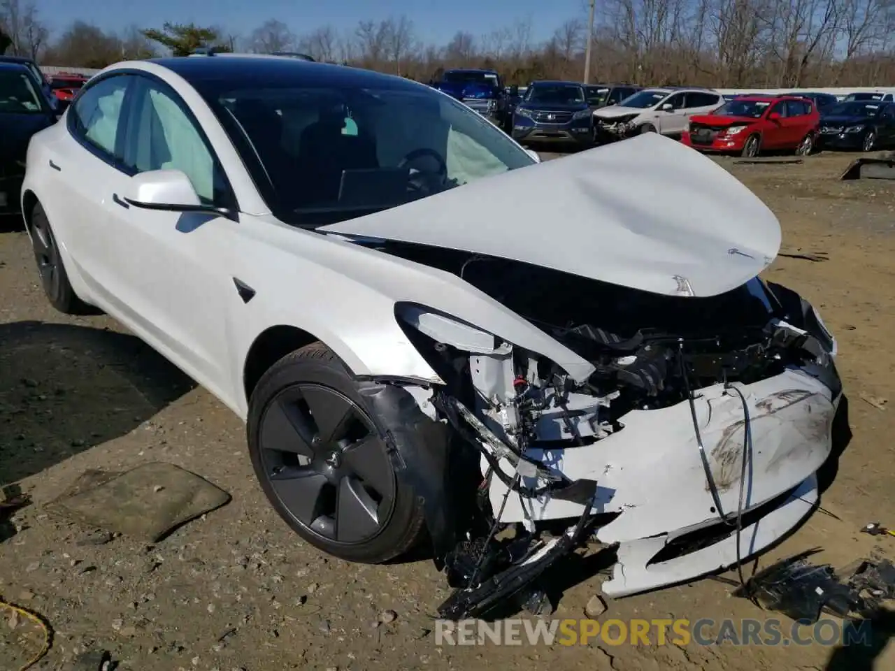 1 Photograph of a damaged car 5YJ3E1EB9MF033035 TESLA MODEL 3 2021