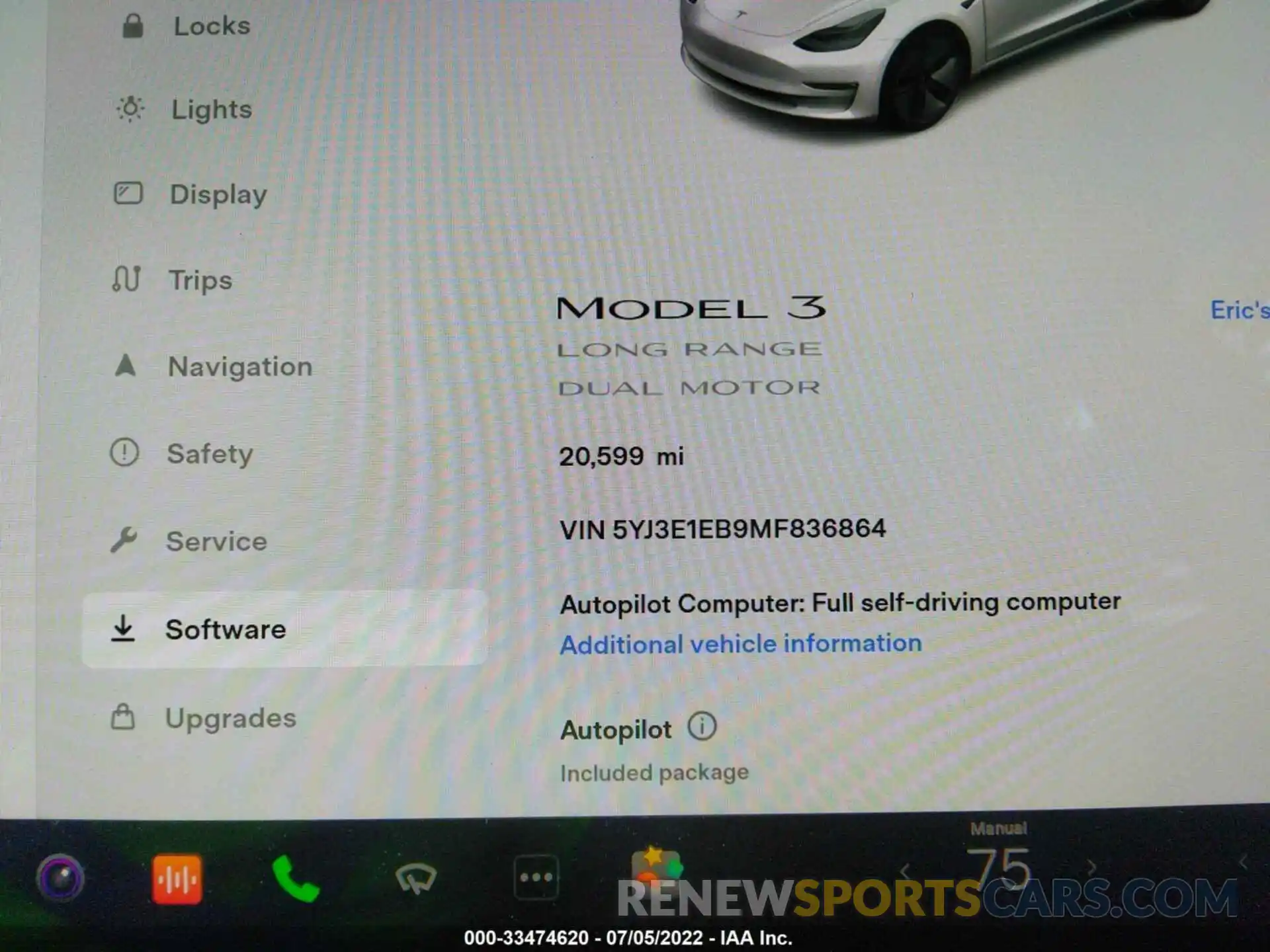 7 Фотография поврежденного автомобиля 5YJ3E1EB9MF836864 TESLA MODEL 3 2021