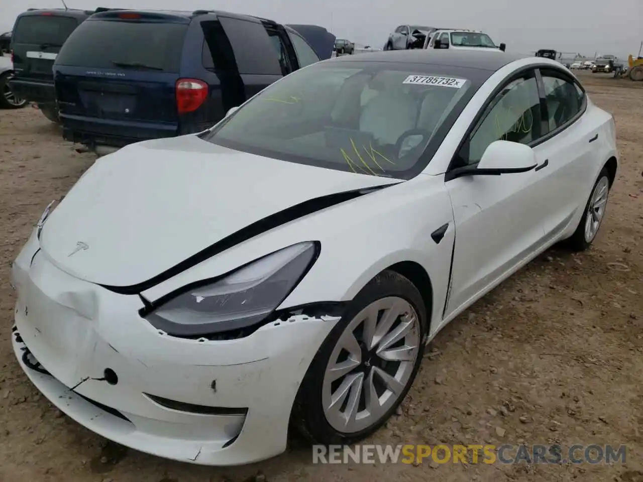 2 Photograph of a damaged car 5YJ3E1EB9MF866754 TESLA MODEL 3 2021