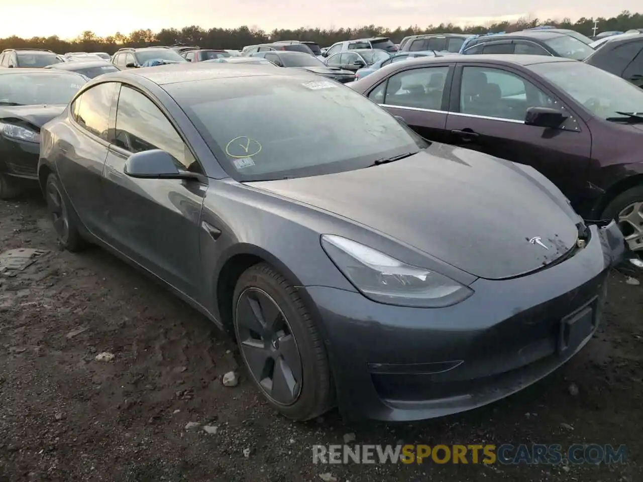 1 Photograph of a damaged car 5YJ3E1EB9MF869363 TESLA MODEL 3 2021