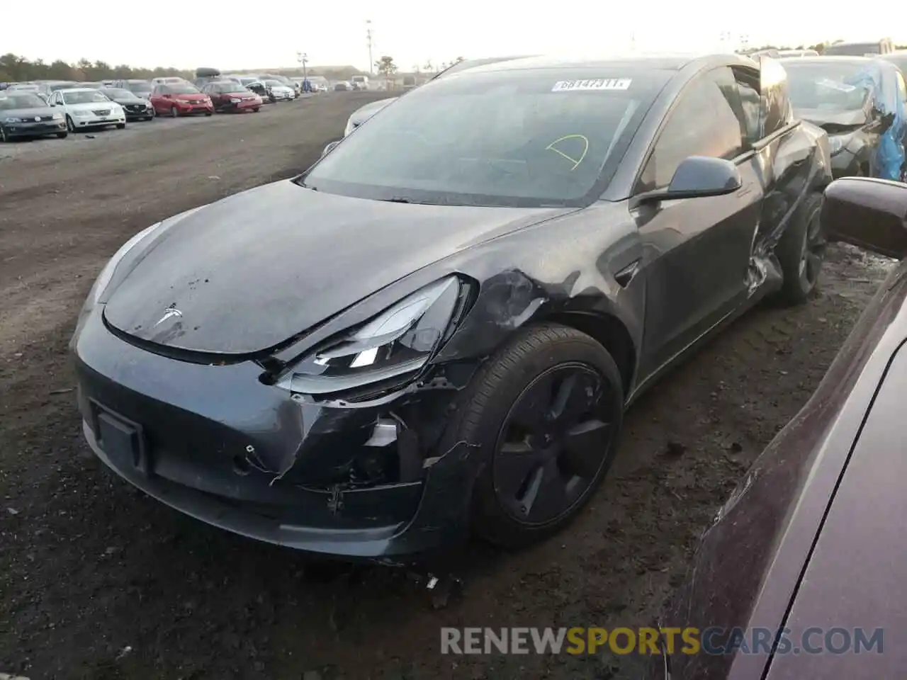 2 Photograph of a damaged car 5YJ3E1EB9MF869363 TESLA MODEL 3 2021