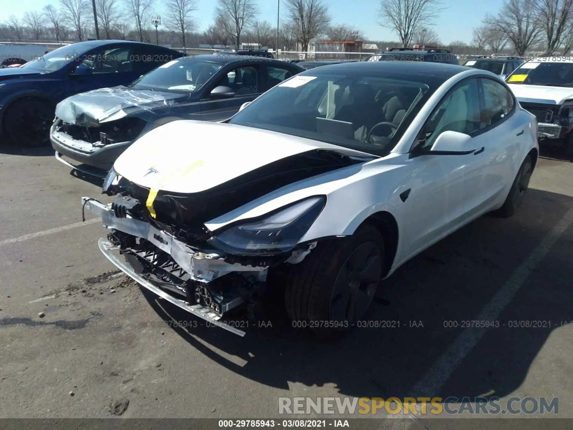 2 Photograph of a damaged car 5YJ3E1EB9MF869587 TESLA MODEL 3 2021