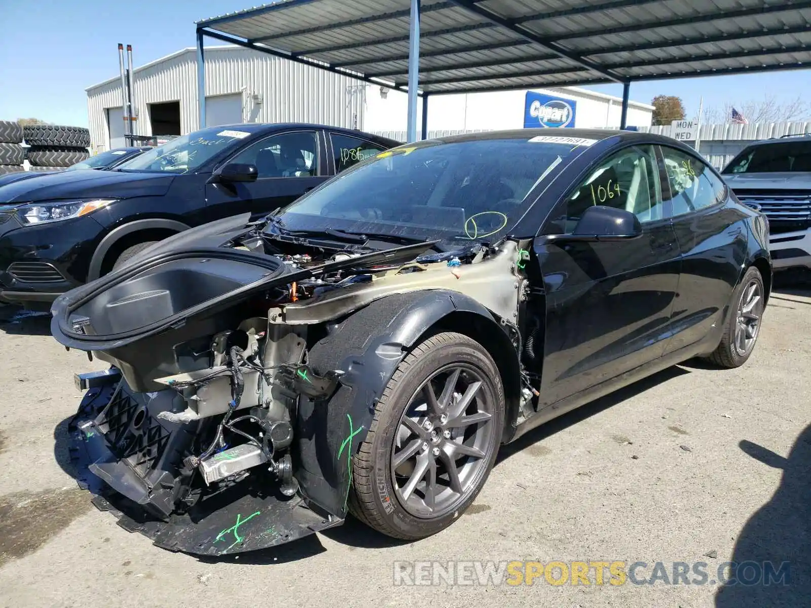 2 Photograph of a damaged car 5YJ3E1EB9MF876782 TESLA MODEL 3 2021