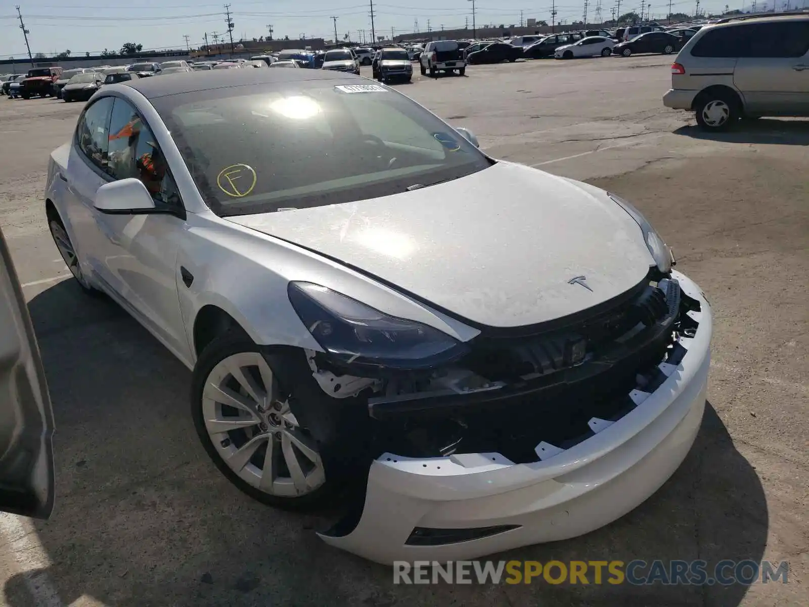 1 Photograph of a damaged car 5YJ3E1EB9MF918318 TESLA MODEL 3 2021