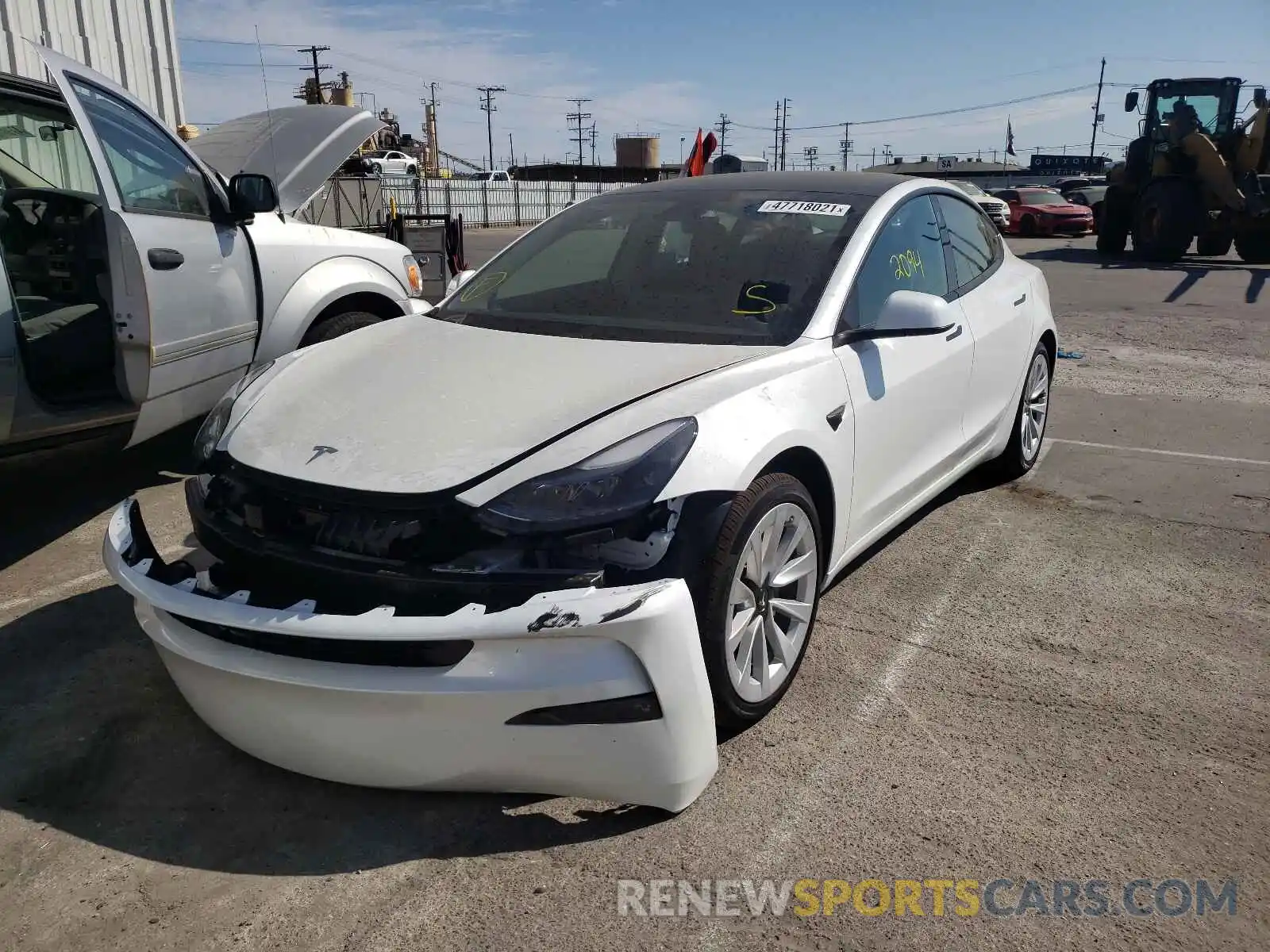 2 Photograph of a damaged car 5YJ3E1EB9MF918318 TESLA MODEL 3 2021