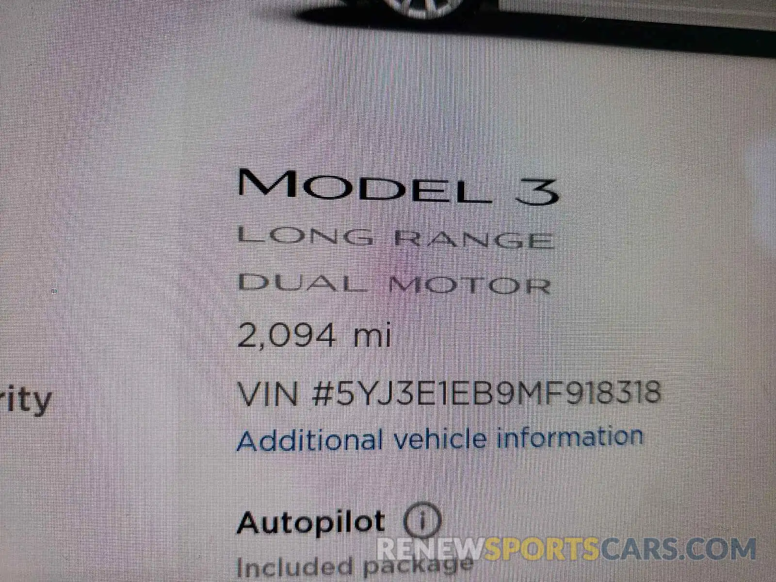 8 Photograph of a damaged car 5YJ3E1EB9MF918318 TESLA MODEL 3 2021